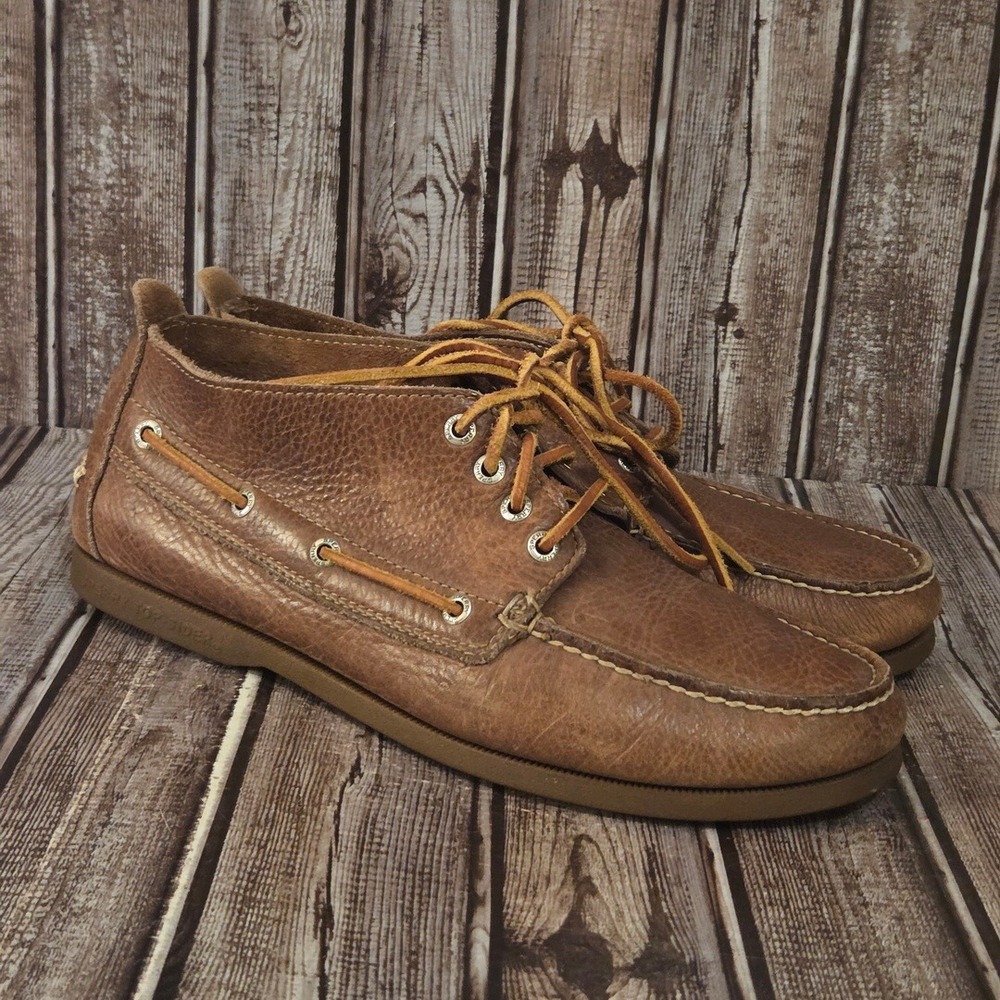 Sz 10.5 M Mens Sperry Top-Sider Brown Leather Boat Chukka Boots Shoes VGUC